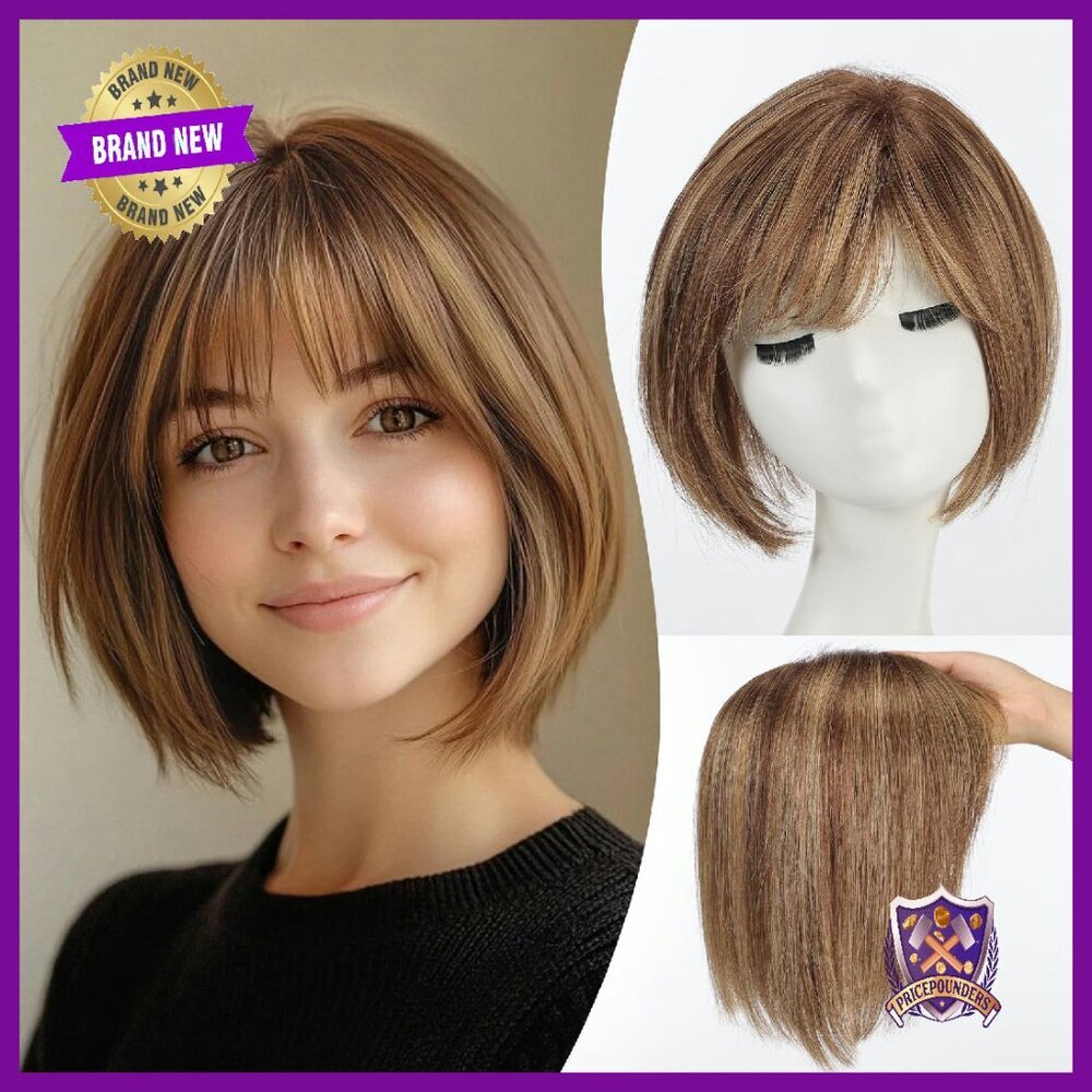 10" Human Hair Topper with Bangs for Thin Hair, 6.5x6.5 Base